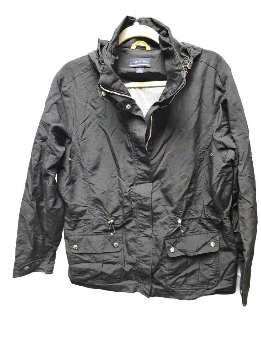 Lands End Women’s Hooded Cargo Jacket Mesh Lined Spring Coat Size L (14-16)